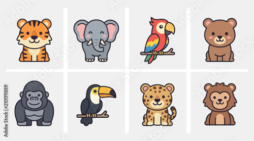 Photography Cute cartoon safari animal collection