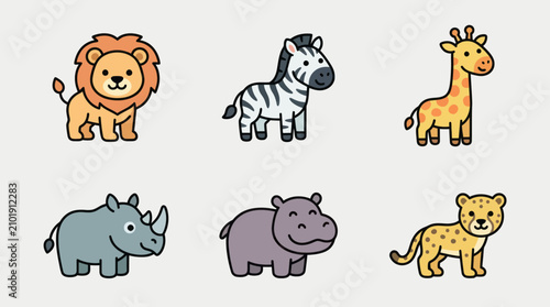 Photography Cute cartoon safari animals collection