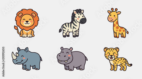 Photography Cute cartoon safari animals collection