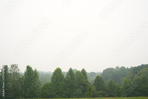 Smoke from the Canadian wildfires seen in the countryside of Western Pennsylvania. Smoke laying in the mountains.