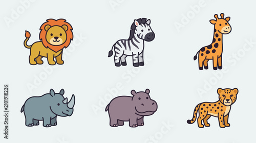 Photography Cute cartoon safari animals collection
