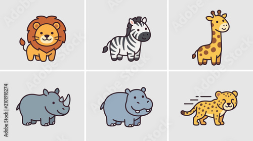 Photography Cute cartoon safari animals collection