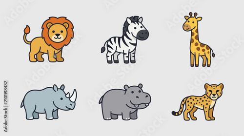 Photography Cute cartoon safari animals set