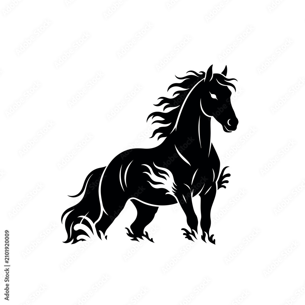 Fototapeta premium Black Horse Silhouette Running Fast 1.