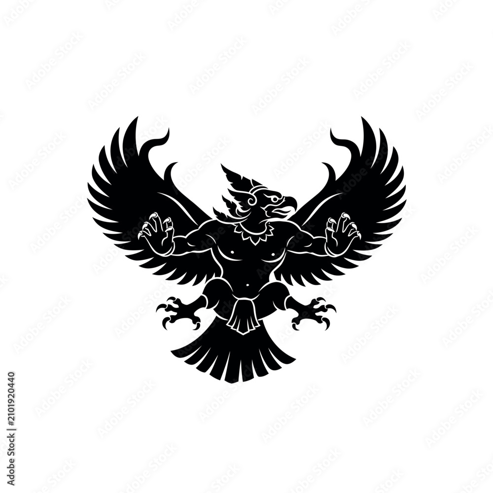 Naklejka premium Black silhouette of an eagle bird 1.