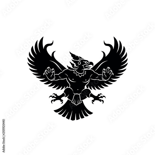 Bild auf Leinwand Black silhouette of an eagle bird 1.
