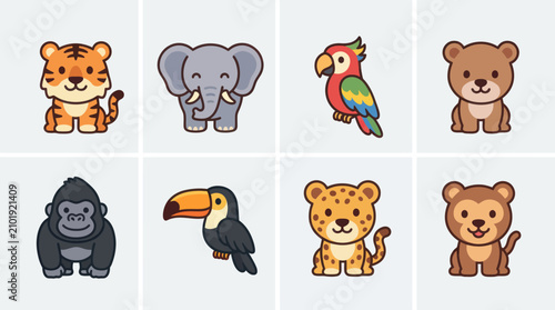 Photography Cute cartoon wild animals collection