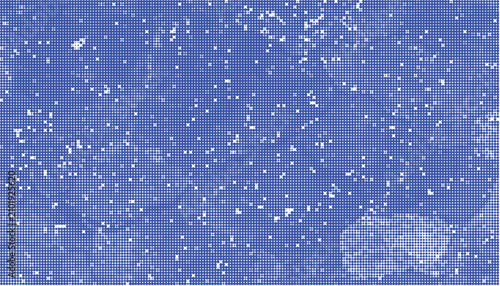 Vibrant blue background with scattered white dots and sparkles everywhere