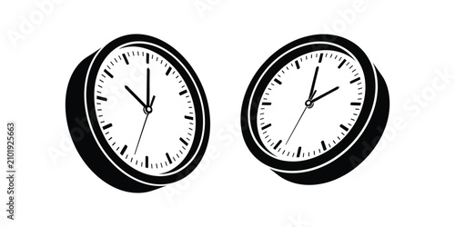 Minimalist black and white wall clock icons representing time management and business deadlines