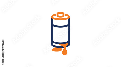 Canvas Print Leaking Battery Icon - Energy Depletion and Waste Concept