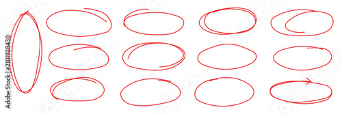 Hand drawn doodle ovals and circle ellipses style set. round rough thin frames. Round freehand shapes,hand drawn Vector ink illustration.