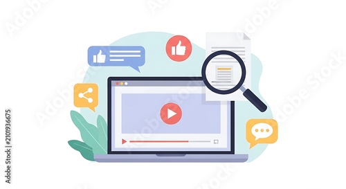 A person uses a laptop to search and play a video online