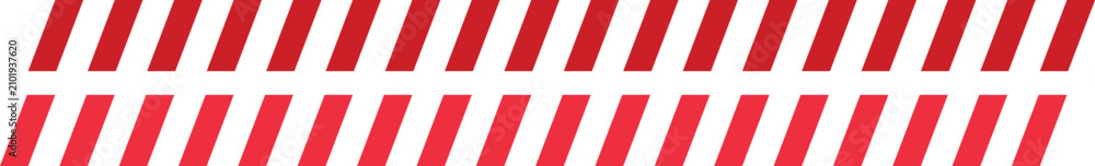 Obraz premium Red and white diagonal stripes warning tape on white background seamless pattern