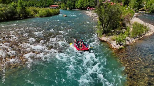 Rafting on Koprucay River at Oluk Bridge in Manavgat Antalya Turkey
