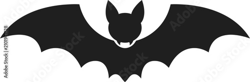Tableau sur toile Black bat silhouette, flying mammal icon, dark creature symbol, nocturnal animal