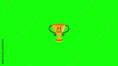 A video showcasing a gold trophy on a green screen background