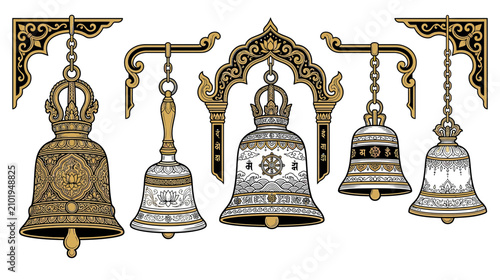 Photography Ornate Traditional Temple Bells Collection