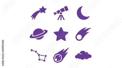 Space and Astronomy Cosmic Elements Vector Icons