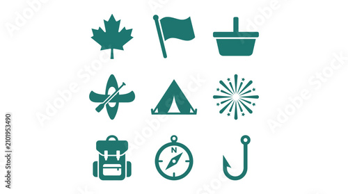 Outdoor Adventure Flat Vector Icon Collection