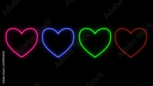 Neon glowing love icon . heart frames. Glowing emotion borders isolated on a dark background .