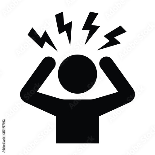 Foto Frustrated person with head exploding in anger and stress reaction symbol