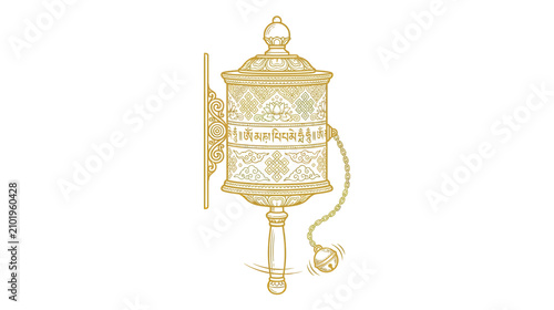Konstfotografi Golden Buddhist Prayer Wheel Illustration