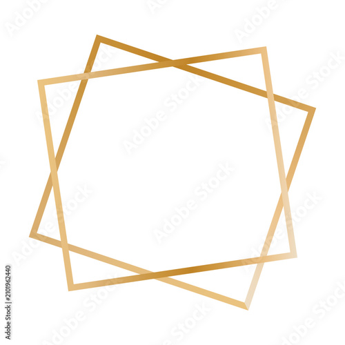 Billede på lærred Golden geometric frame composed of two overlapping askew squares