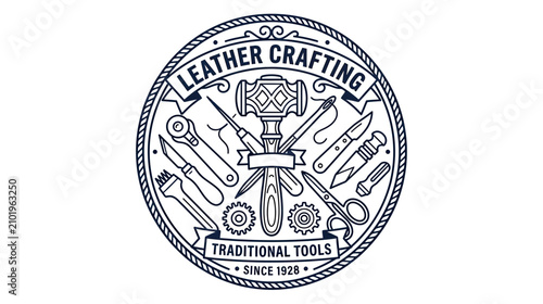 Fotografija Leather Crafting Tools Emblem Vintage Style