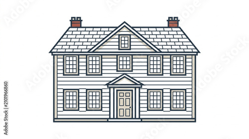 Classic Colonial Style Residential House.