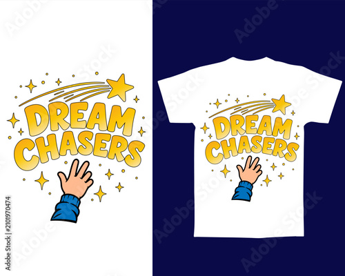 Canvas-taulu Dream chasers motivational typography t shirt design with hand and stars iIllust