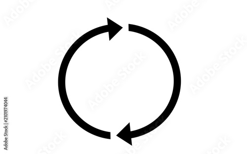 Solid black reload reset refresh arrow icon representing infinity path against pure white background