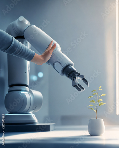 Human Hand Redirects Robot Arm Away from a Fragile Plant