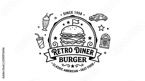 Retro Diner Burger Fast Food.