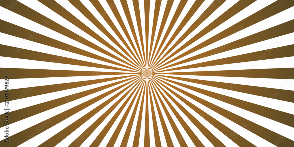 Fototapeta premium Radial Burst of Warmth abstract pattern featuring radiating lines in shades of brown and white, creating a dynamic, retro sunburst effect with a subtle optical illusion.