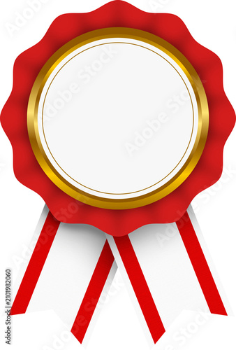 Foto Award Ribbon Blank Template with Gold Trim and Red Stripes for Recognition and A