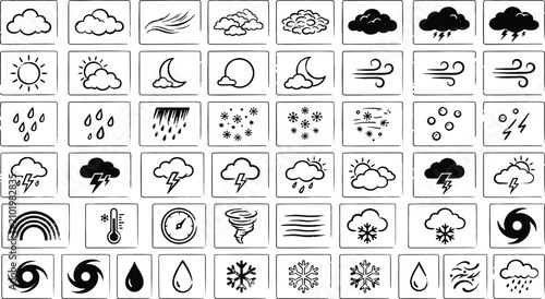 Fotografía Comprehensive weather forecast icon set featuring clouds sun rain snow and storm