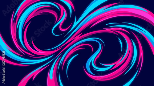A dynamic abstract background featuring vibrant pink and blue swirling lines creating an energetic and modern visual effect, perfect for contemporary designs.