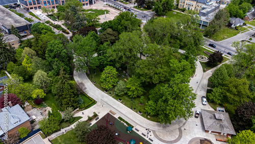 Aerial view of Gage Park in downtown Brampton.