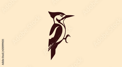 Schilderij op canvas Woodpecker bird silhouette profile nature graphic