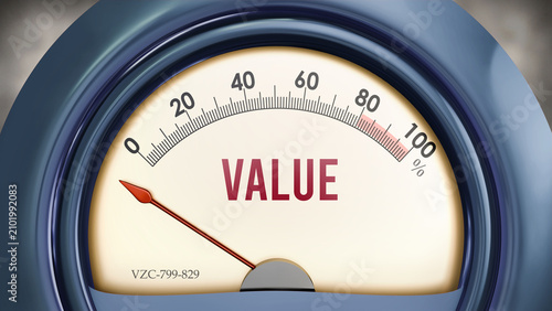 Fotografie Value that hits less than zero, showing an extremely low level of value, none of it, insufficient