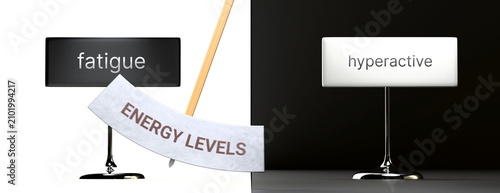 Energy levels swings between fatigue and hyperactive. Visualizing a pattern of Energy levels that cycles between extremities: fatigue and hyperactive. ,3d illustration
