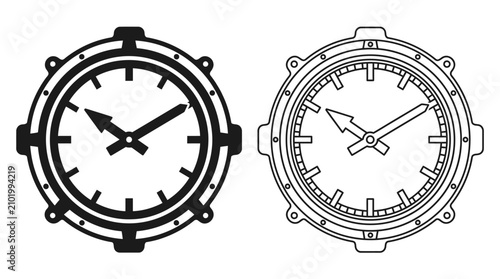 Foto Wristwatch Face Line Art Two Variations On White Background