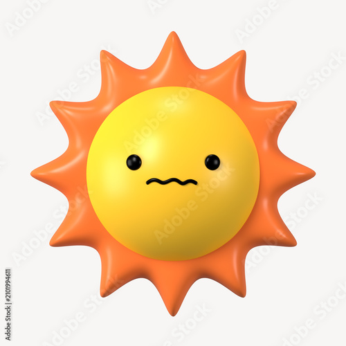 Фотография 3D scared sun, emoticon illustration