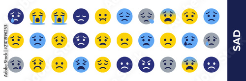 Fotografie Collection of Sad Emotion Icons