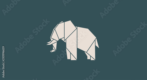 фотографія Origami paper elephant minimalist geometric icon.