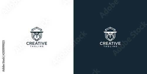 Quadro su tela Minimalist Shield Emblem Featuring an Abstract Sword Design for Professional Sec