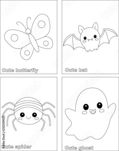 Very cute animals coloring page for kids , 4 in one coloring page package