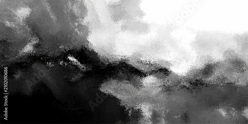 Schilderij op canvas Monochromatic Sky Over Mountains Abstracted grayscale tones paint a dramatic, brooding sky cascading over a silhouetted mountainous landscape, evoking a sense of profound mystery and ethereal beauty