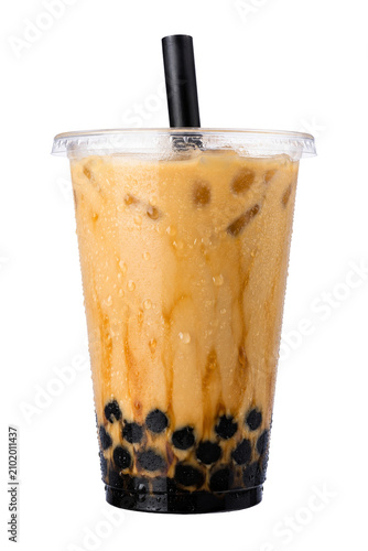 Brown sugar boba milk tea bubble isolated PNG transparent background