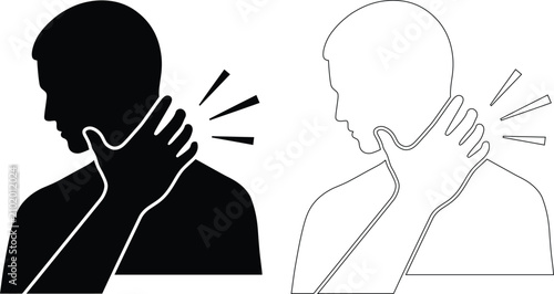 Tableau sur toile Person suffering from neck pain icon with discomfort physical treatment wellness